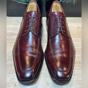 Magnanni Men’s Burgundy Leather Apron Toe Derbies Size 11M Made In Spain 🇪🇸